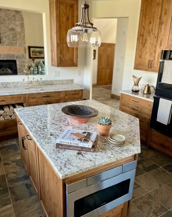 Rustic granite kitchen island Routt County Colorado